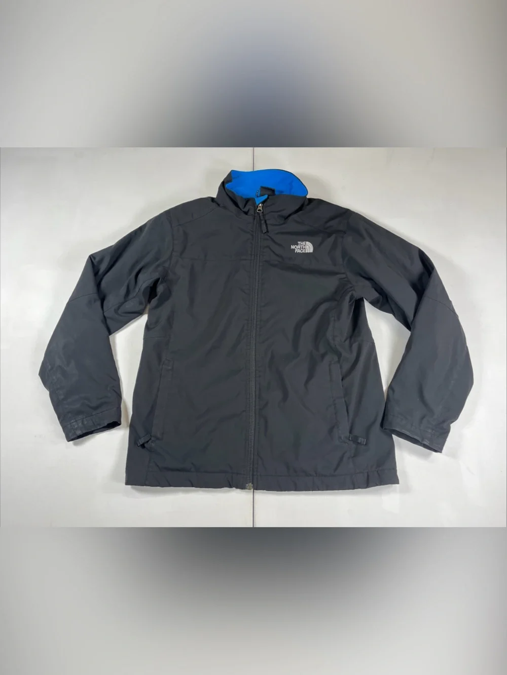 The North Face Jacket Boys 14/16 Black Softshell Fleece Lined Full Zip Polartec